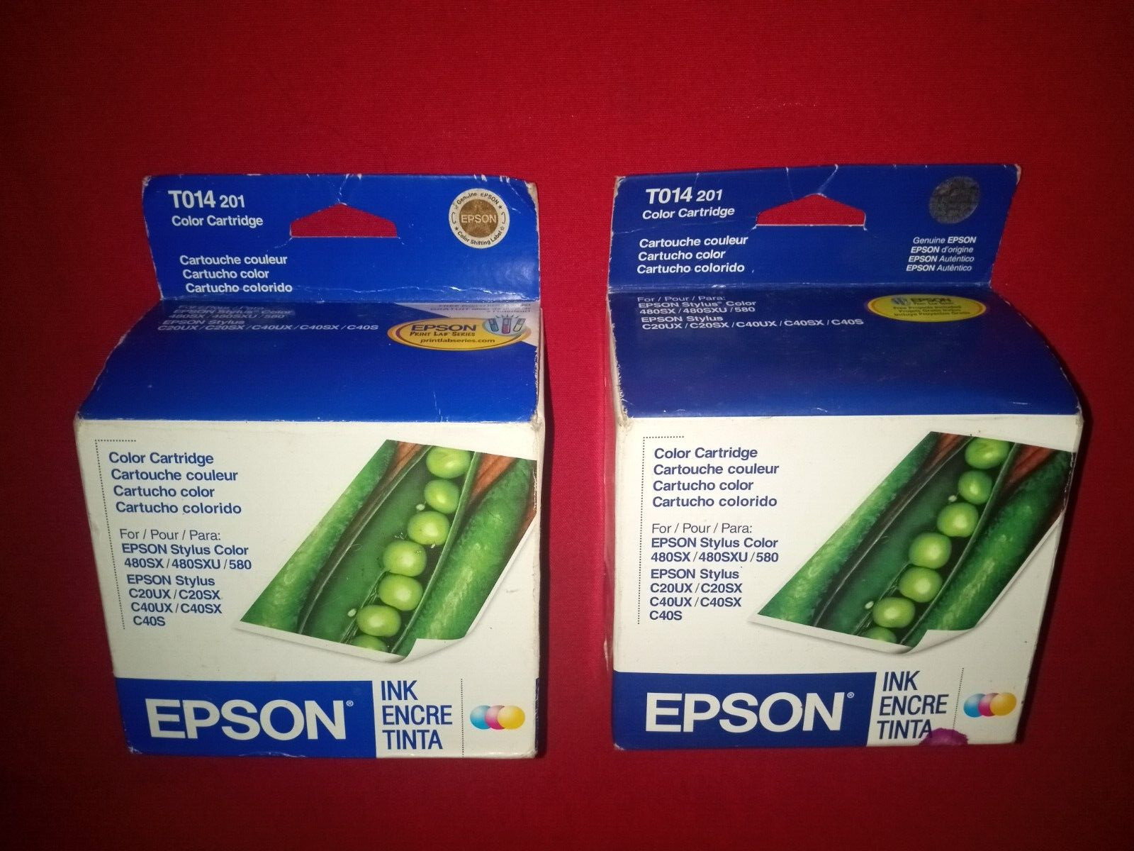 Lot of TWO Genuine Epson Stylus T014/T014201 Color Ink Cartridges EXPIRED READ