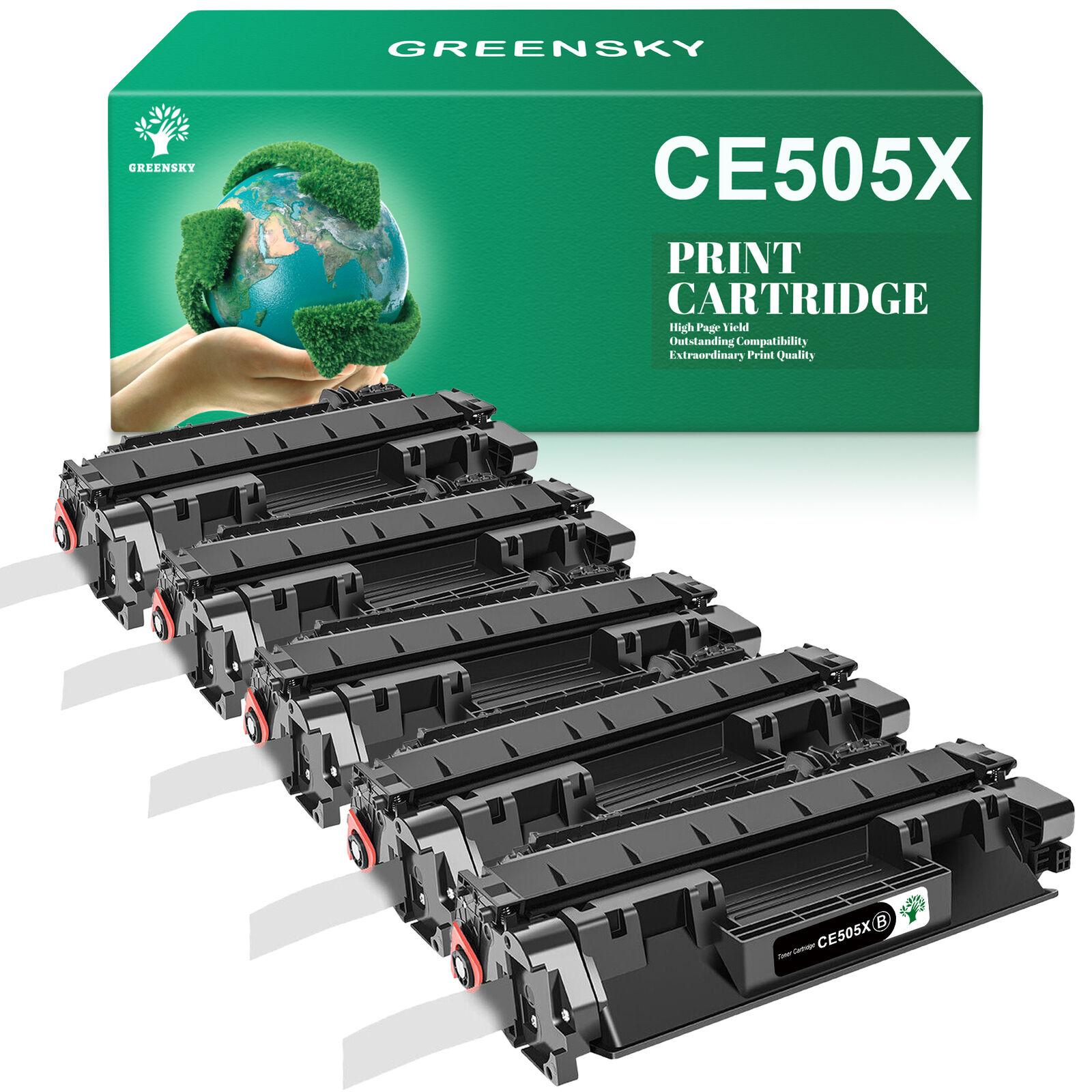 5x CE505X 05X Toner Cartridge Fit for HP LaserJet P2050 P2055dn P2055X Printer