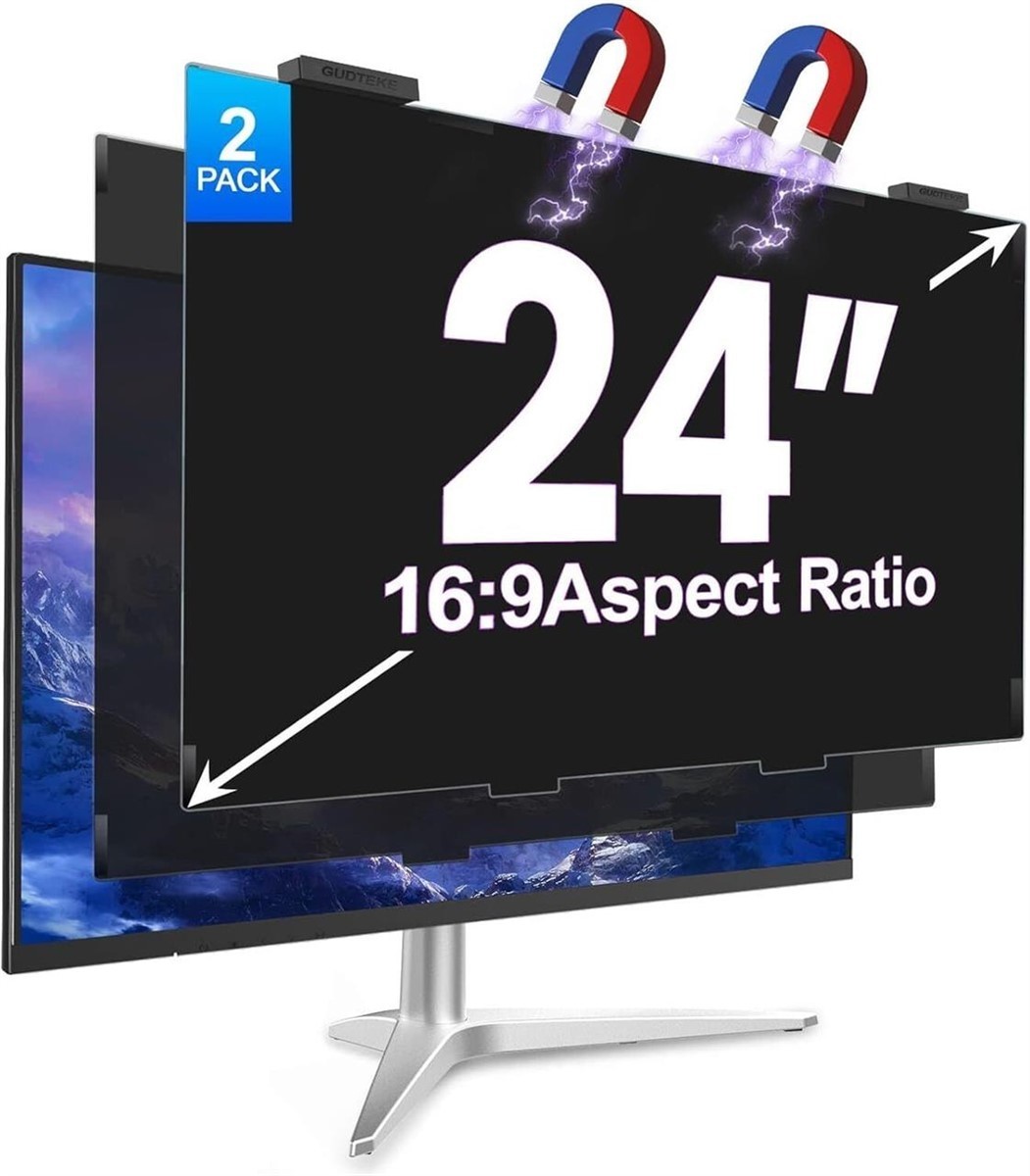 2Pack Magnetic 24 Inch Privacy Screen for Computer Monitor 16:9 24 inch 2pack