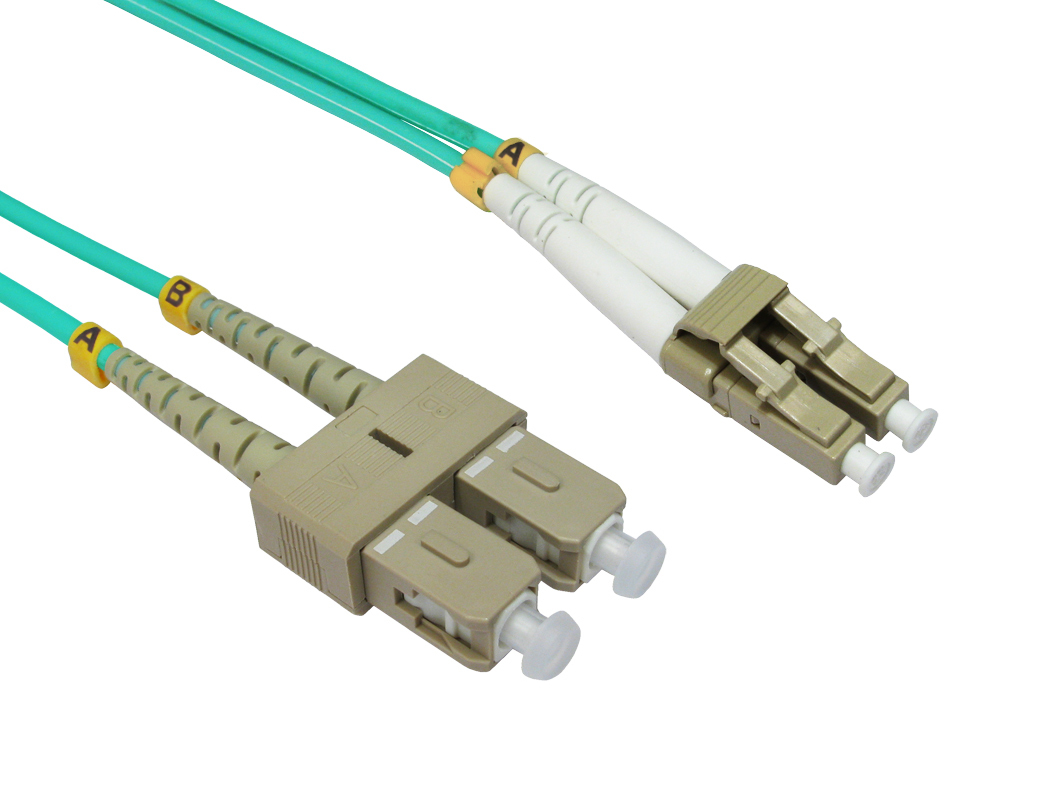 15 PACK LOT 3m LC-SC Duplex 50/125 OM4 Multimode Fiber Patch Cable Aqua 10FT