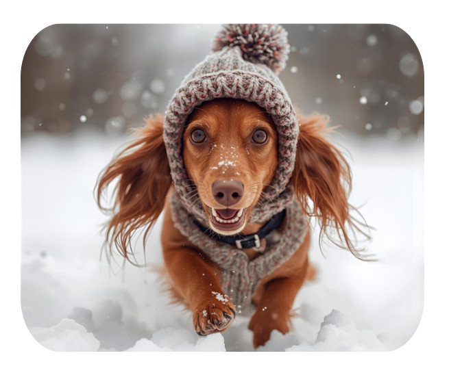 DACHSHUND LONG RED HAIR SNOW THEMED OPT #1 MOUSEPAD MOUSE PAD THICK 9" X 7"