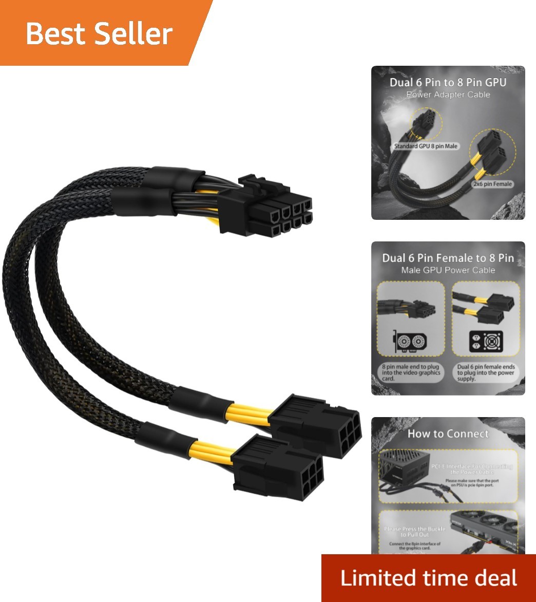 Dual 6 Pin Female to 8 Pin Male Adapter Cable - Perfect for Nvidia Tesla GPUs