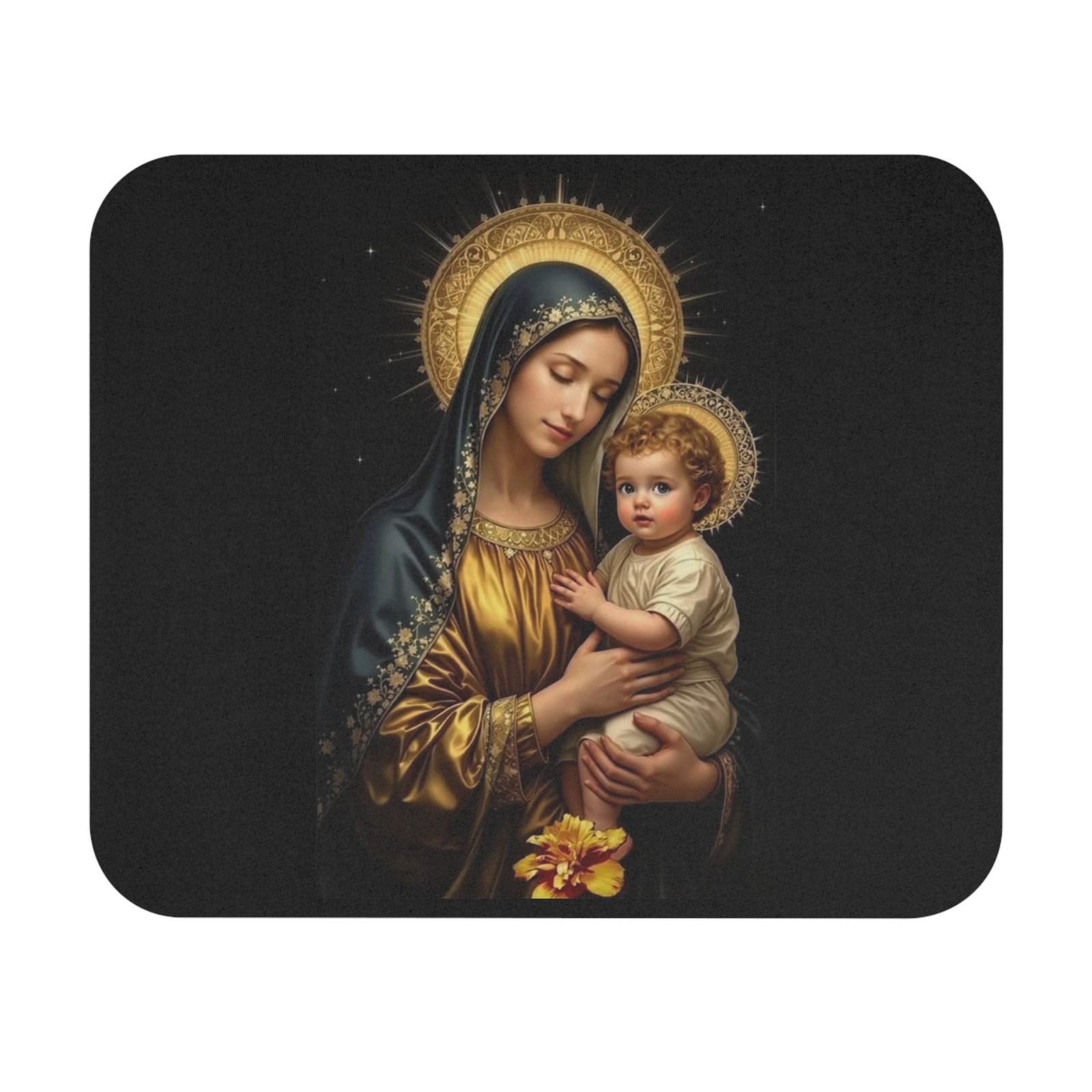 Madonna and Child Mouse Pad | Religious Icon, Virgin Mary with Baby Jesus