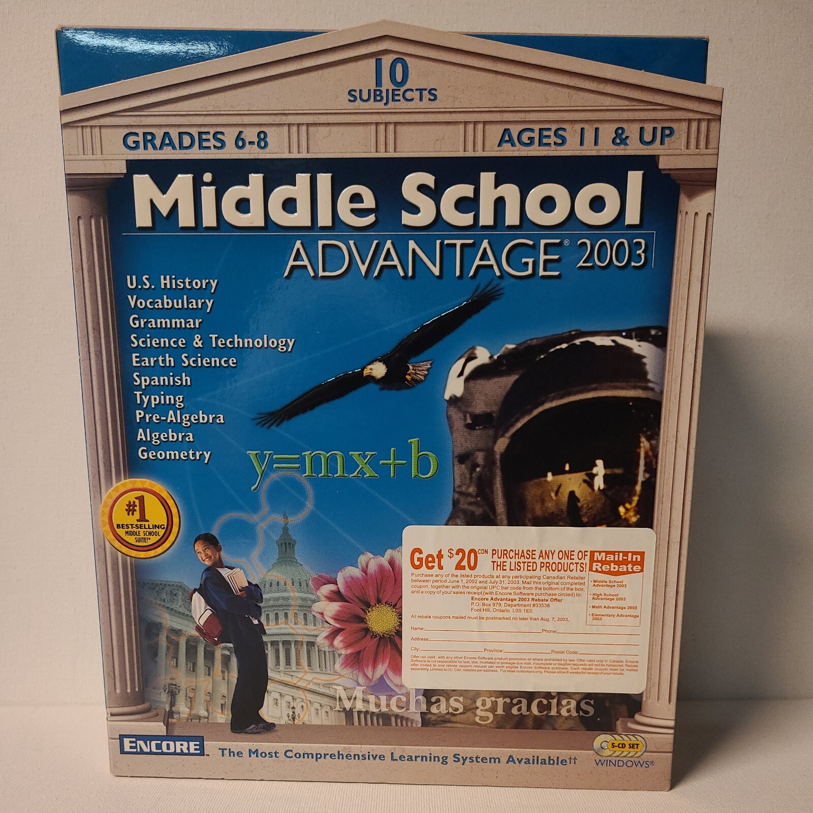 ENCORE - Middle School Advantage Grades 6-8 10 subjects 2003 pc 5-CD Set Box Set