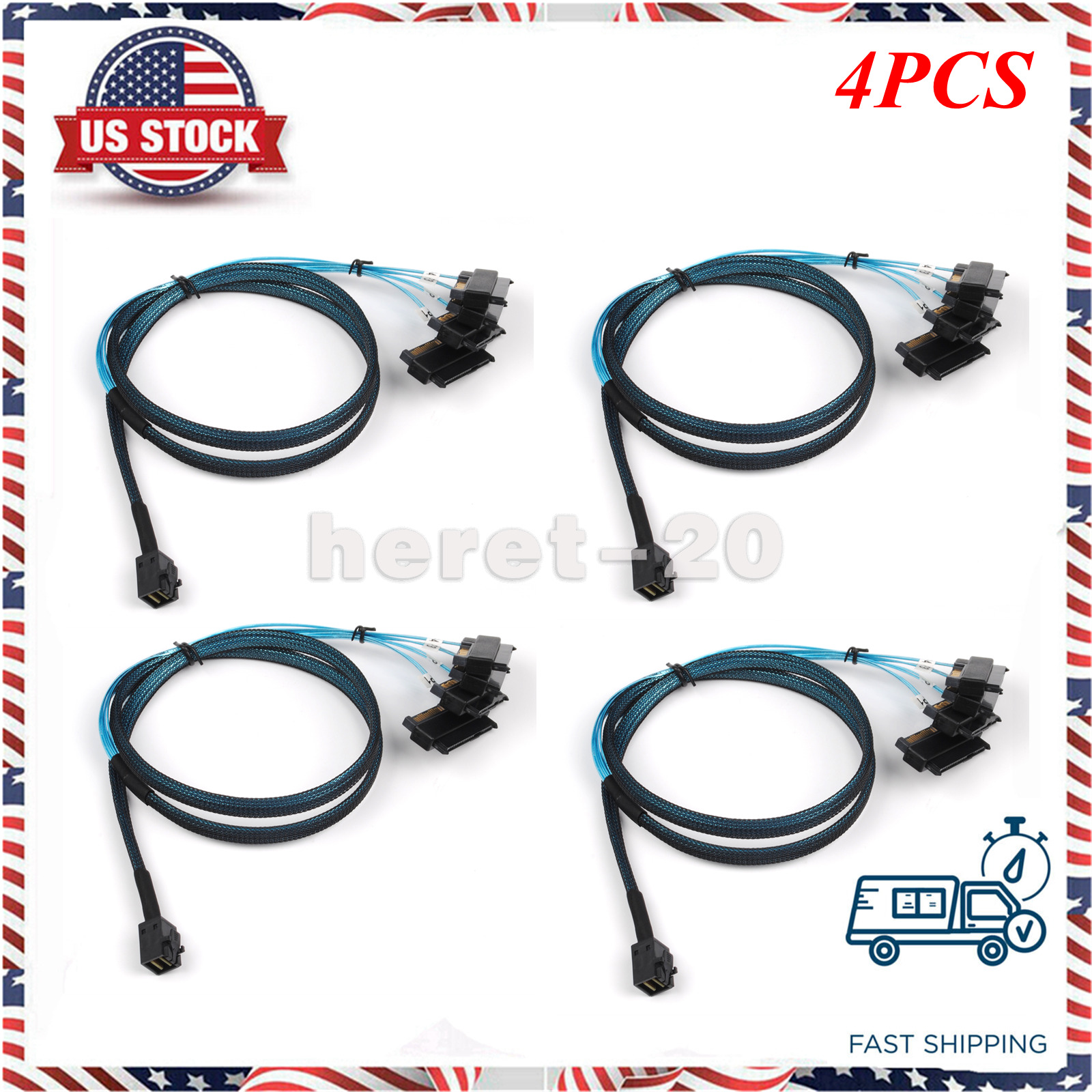 4PCS Mini SAS SFF-8643 to 4 SFF-8482 29pin 15pin SAS Power Cable Connectors