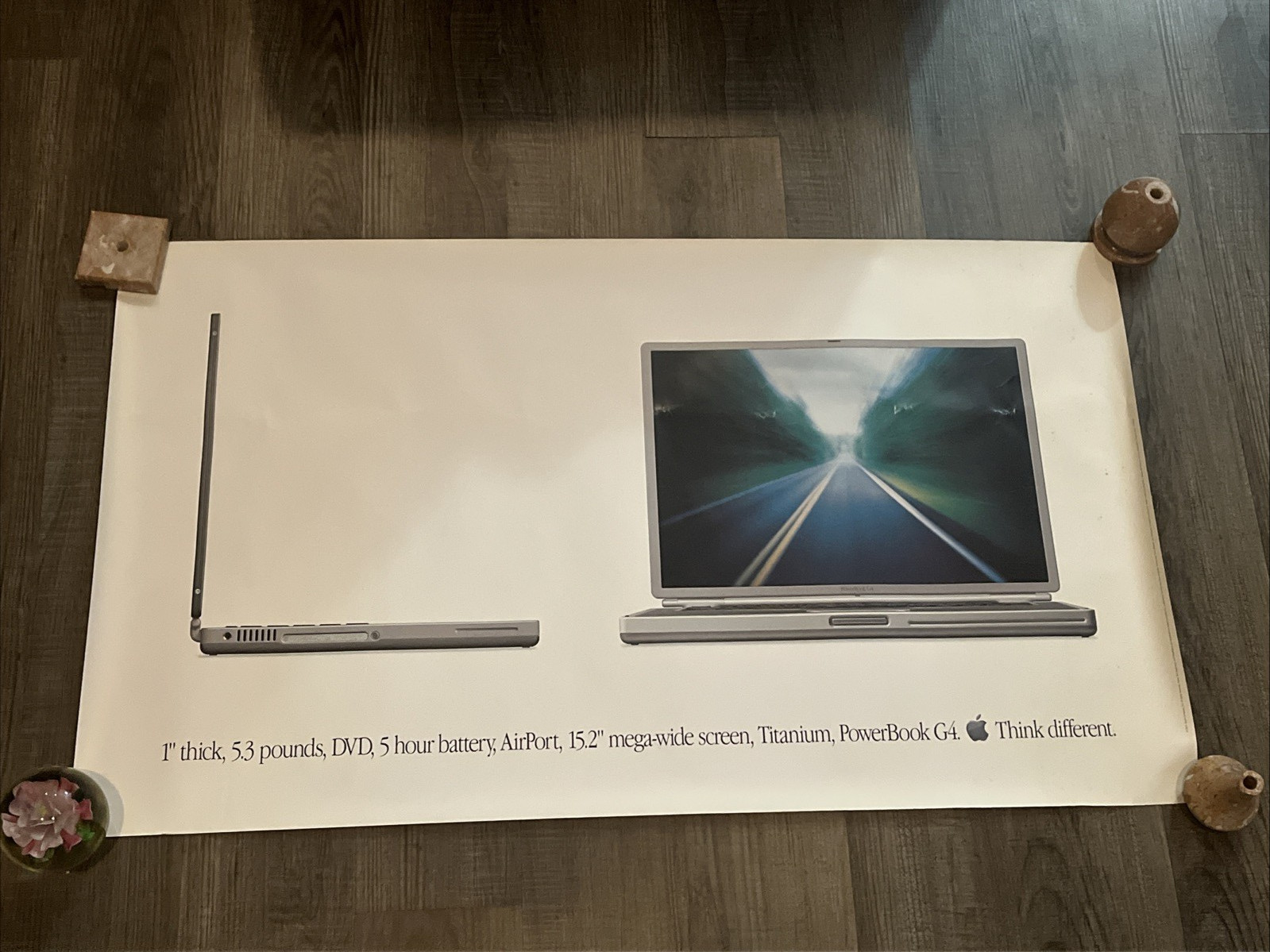 Vintage 2001 Apple Poster G4 PowerBook Think Different 23''x40” Computer Mac