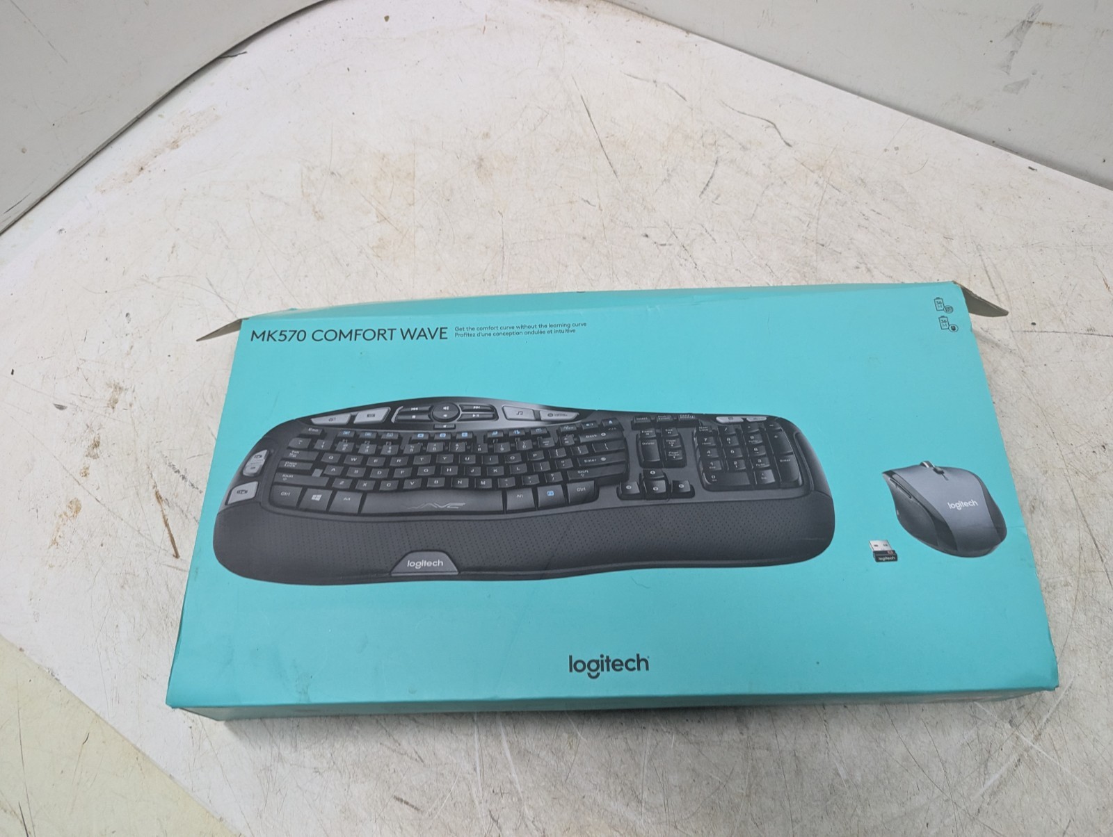 Logitech MK570 Comfort Wave K350 Wireless Keyboard M210 Mouse Combo NO USB