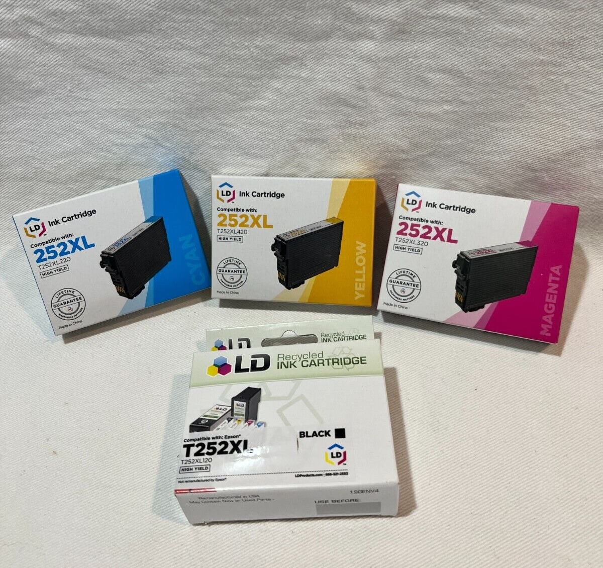 LD Products Epson 252XL High Yield Ink Cartridge Replacements 4pack (BCMY)