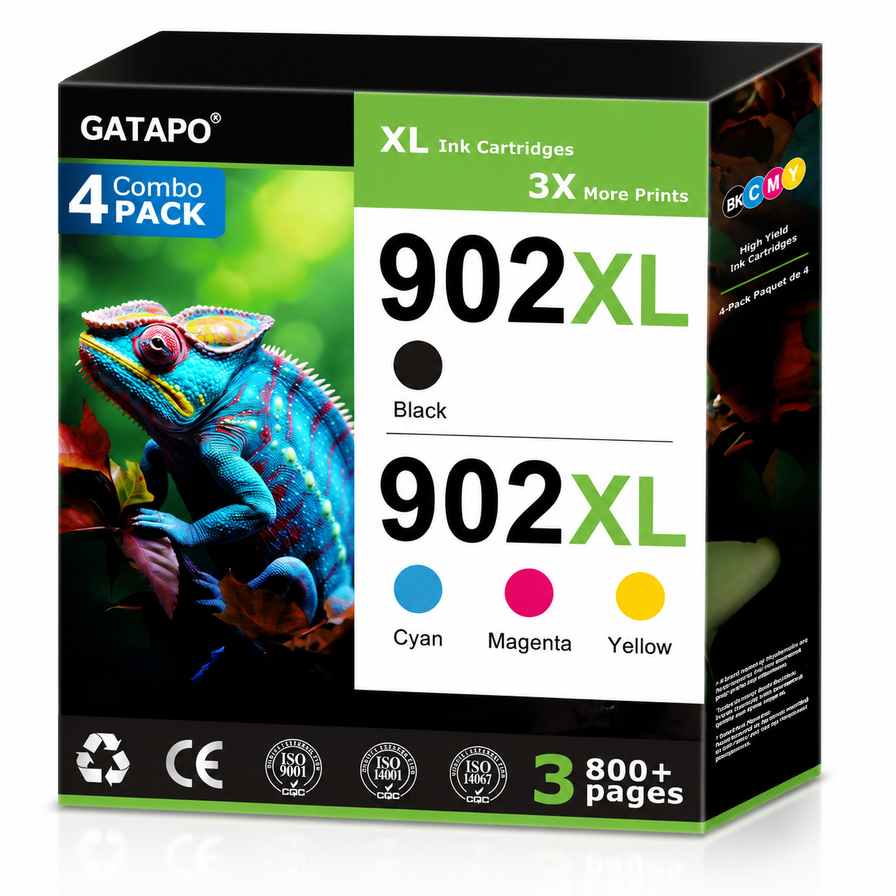 4 Pack 902XL Ink Cartridges compatible for HP Officejet Pro 6960 6968 6970 6975