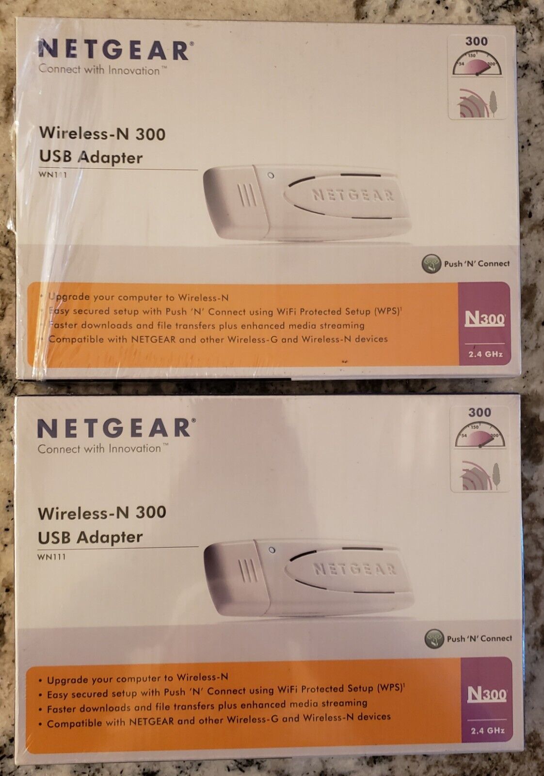 NEW  (2) - NetGear Wireless-N300 USB WiFi Model WN111 (300Mbps) B,G,N USB 2.0
