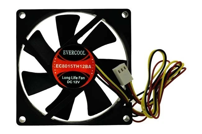 Evercool 80mm x 15mm EC8015TH12BA High SpeedComputer Case Ball Bearing Fan 3-Pin