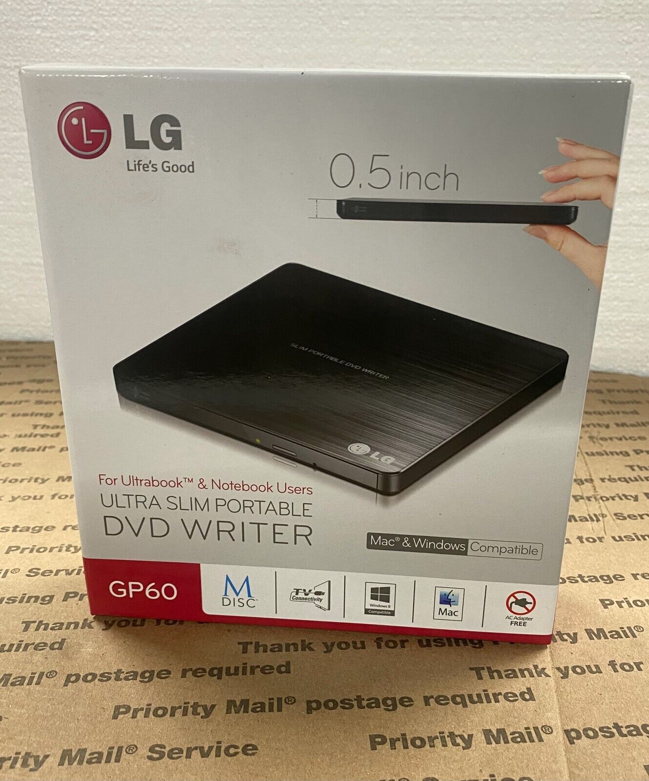 LG 0.5 inch ultra slim portable dvd writer gp60