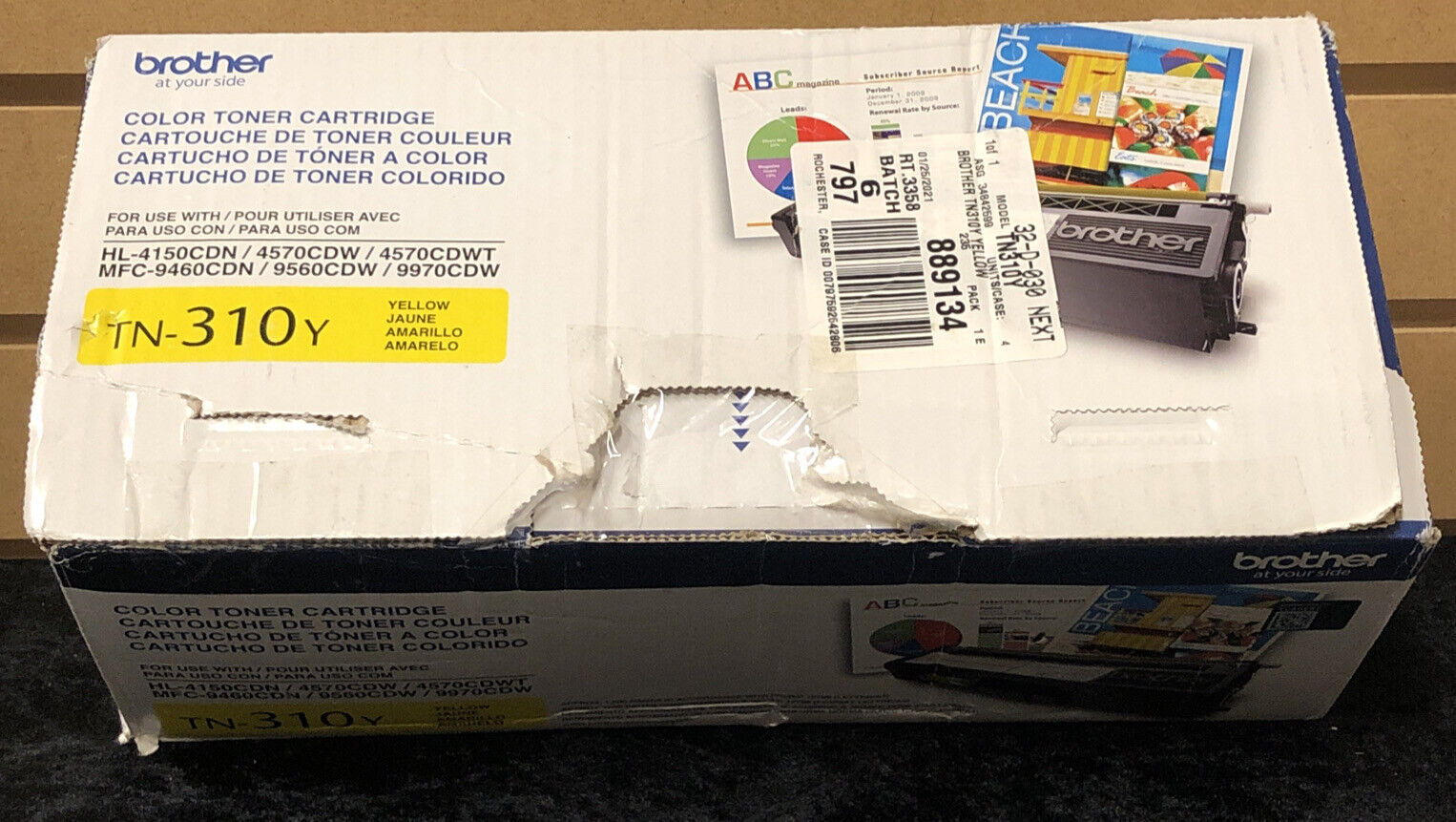 BROTHER TN-310Y YELLOW Color Toner Cartridge (DAMAGED BOX -PLEASE SEE PICTURES)