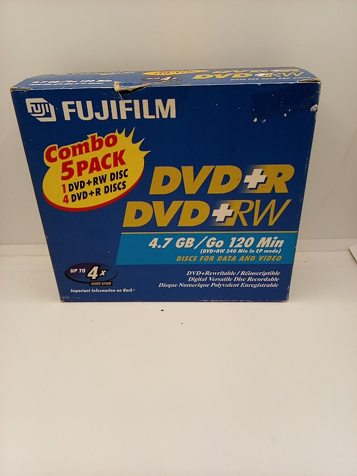 Fujifilm Combo 5 Pack DVD+RW and DVD+R Discs For Data & Video 4.7 GB Rewritable