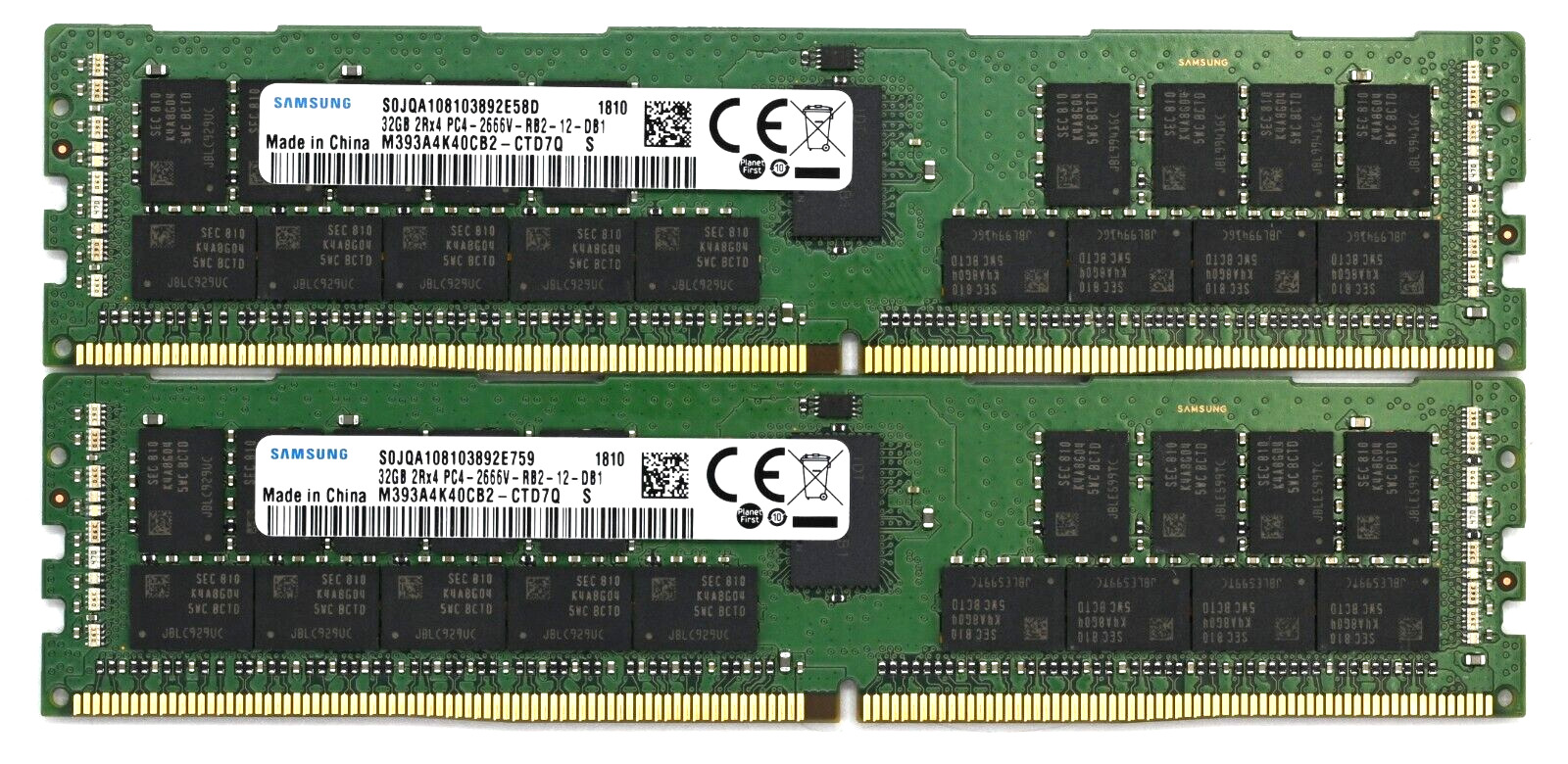 Samsung 64GB (2x32GB) DDR4 2666 MHz ECC REG RDIMM SERVER 2Rx4 M393A4K40CB2-CTD7Q