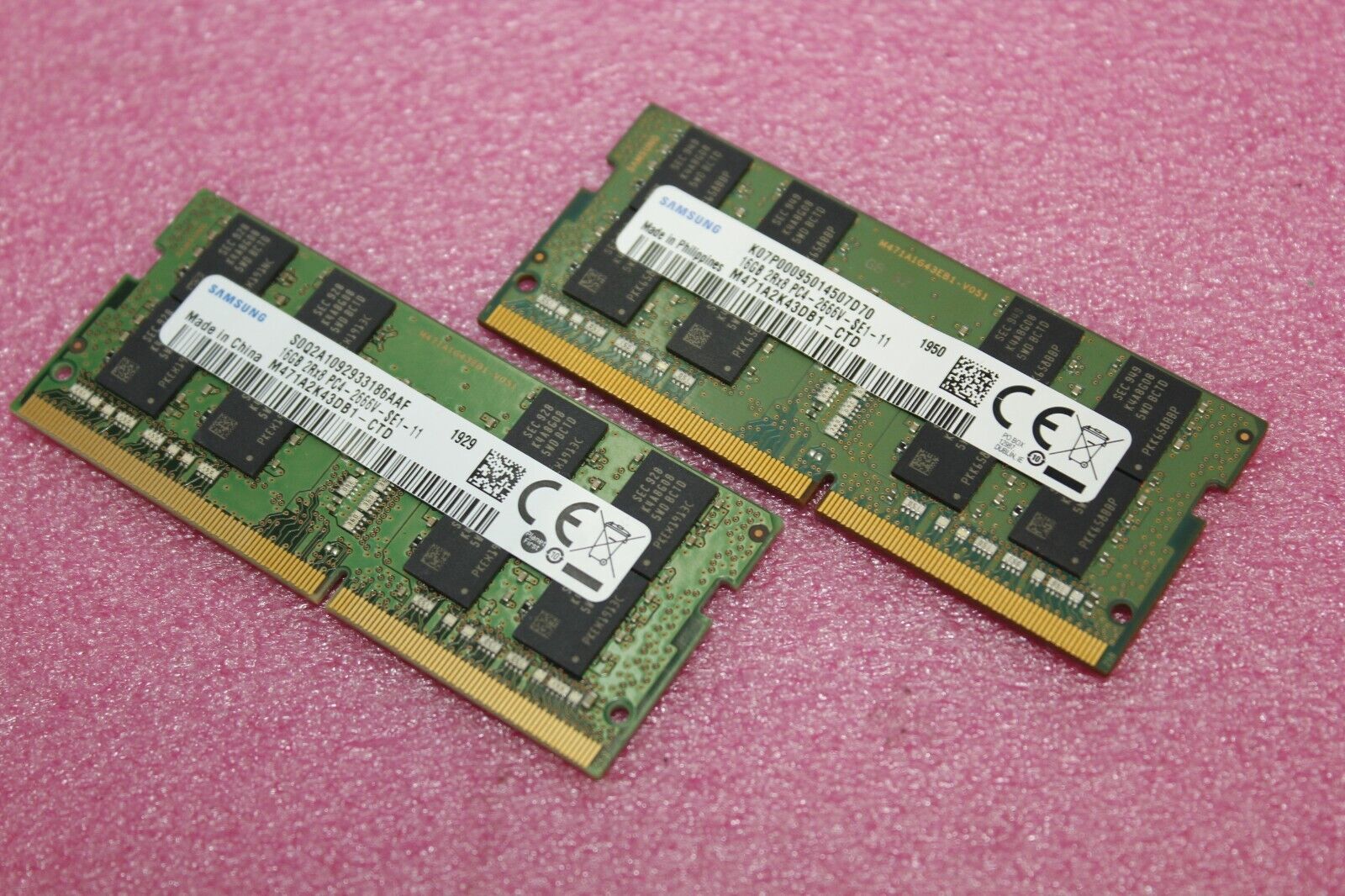 Samsung 32GB 2X16GB 2Rx8 PC4-2666V DDR4 Laptop Memory Ram M471A2K43DB1-CTD