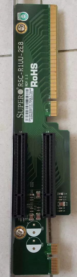 Supermicro 1U 2-Slot PCI-Express x8 Riser Card RSC-R1UU-2E8