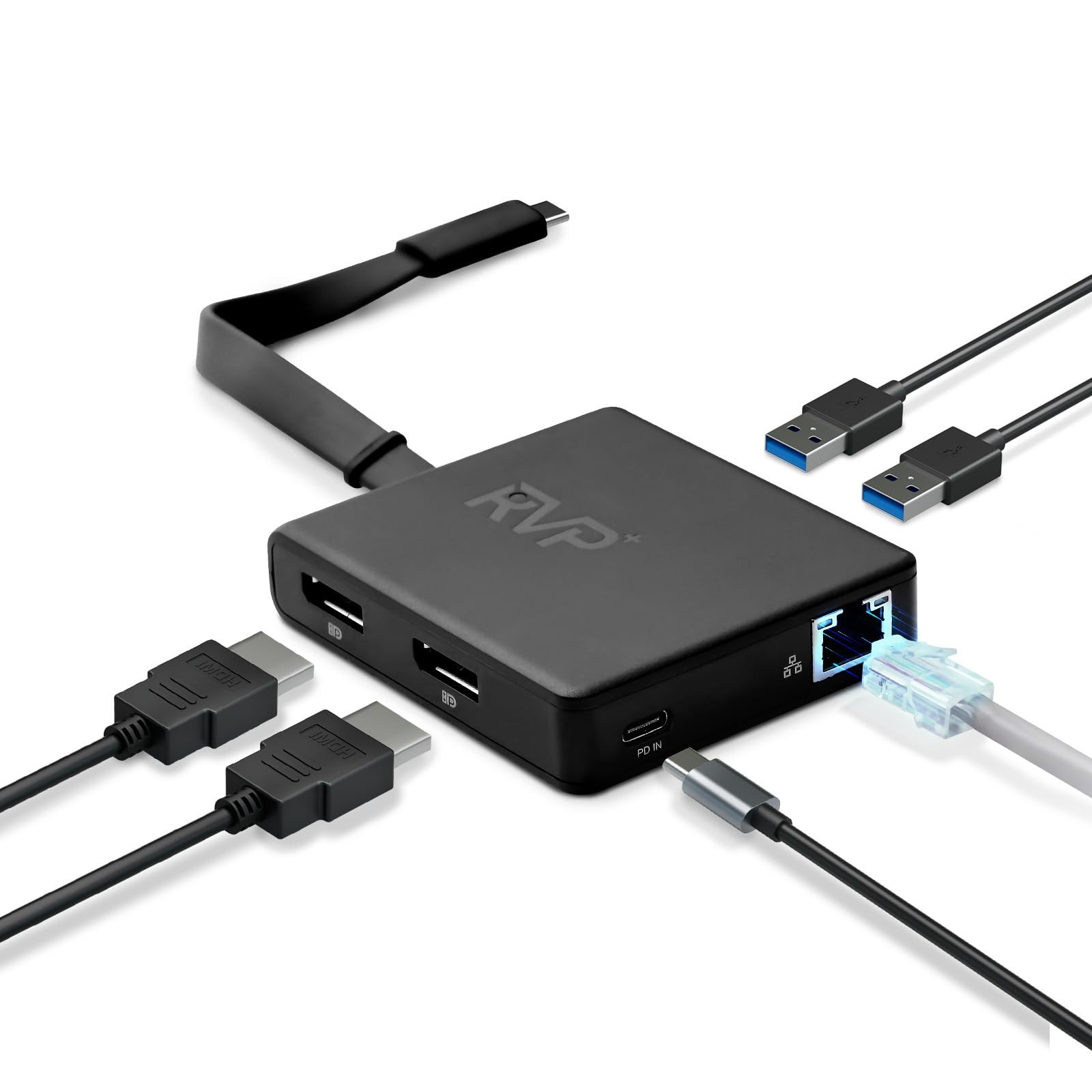 RVP+ USB C Docking Station Dual Monitor 6-in-1 100W PD DisplayPort