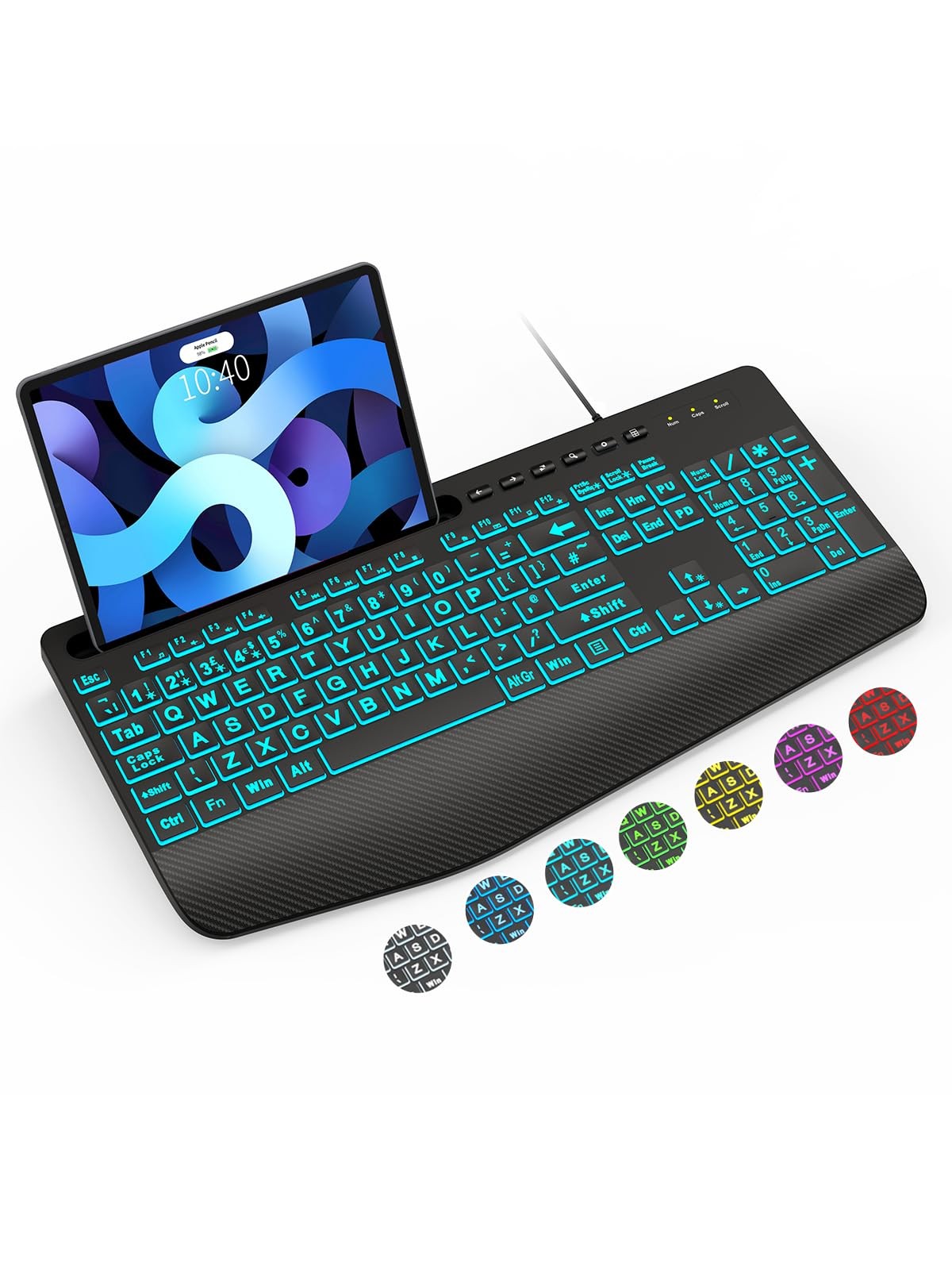 SABLUTE K21 Pro Large Print Backlit Keyboard, Wired USB Computer Black-2