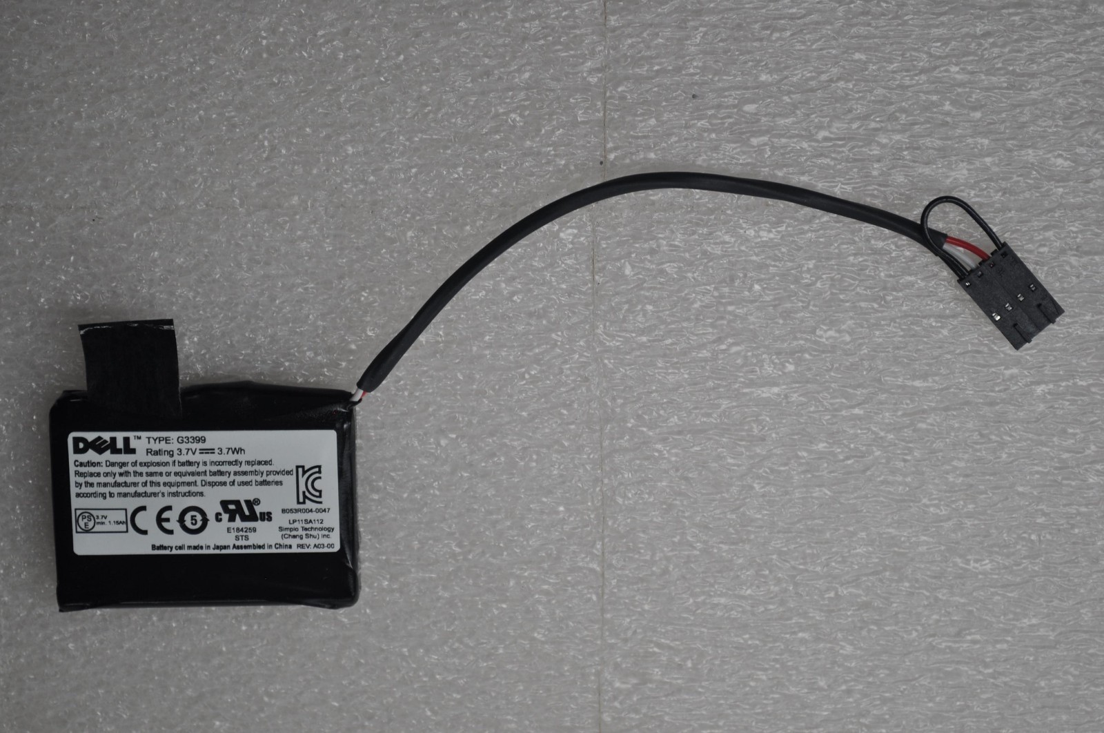 Dell 3.7V 6MM Lithium Battery for PowerEdge 1850, 2800, 2850 Server G3399