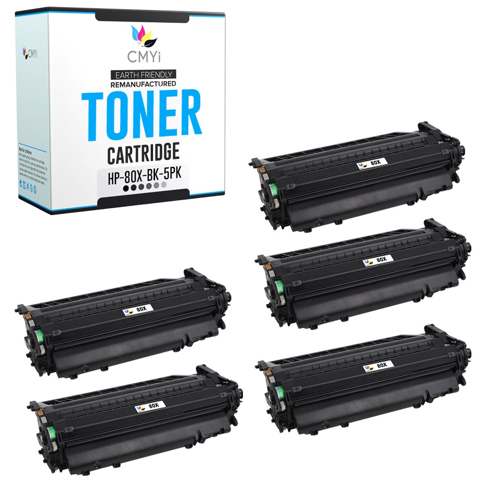 CMYi 5PK Replacement 80X Toner Cartridges for HP LaserJet Pro 400-M401n M425dn