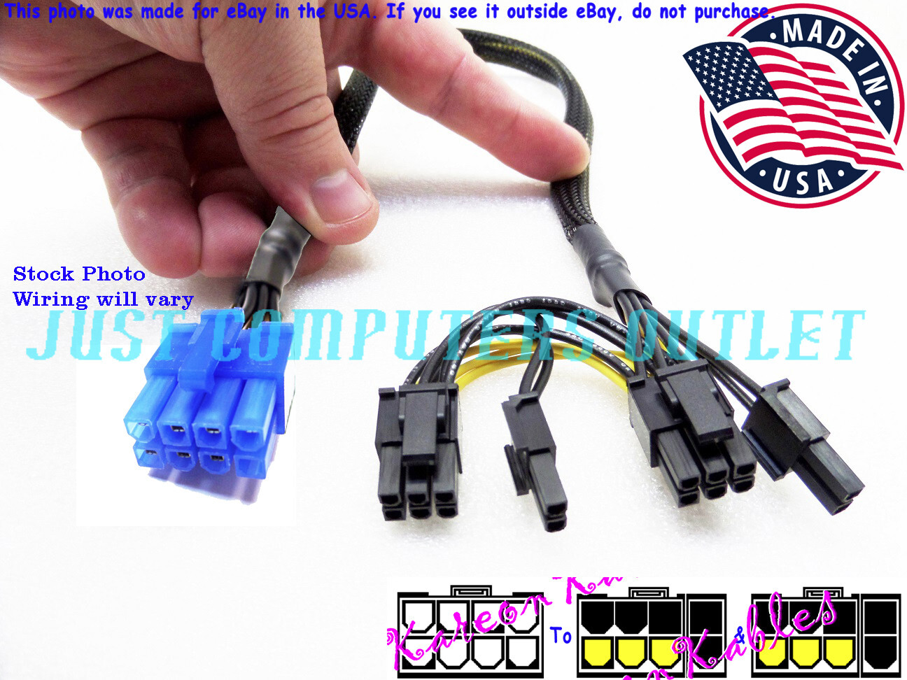 🔥 12" Supermicro CBL-PWEX-1017 8-Pin To Two (6+2) Pin PCI-E GPU Power Cable