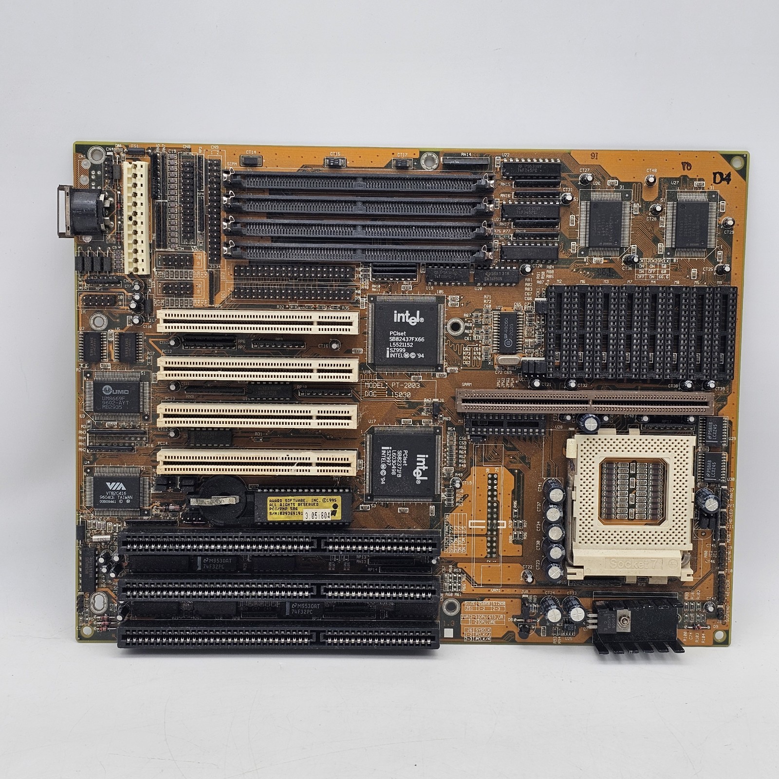 RARE VINTAGE FIC PT-2003 INTEL PCIset PENTIUM AT SOCKET 7 MOTHERBOARD MBMX37