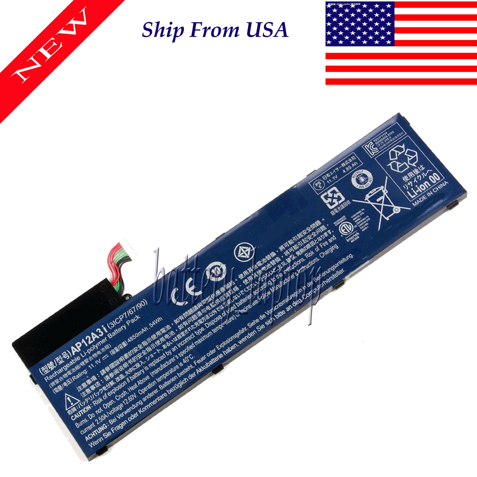 New For Acer Aspire M5-581T(G) Q5LJ1 Battery AP12A3I 4850mAh 11.1V US
