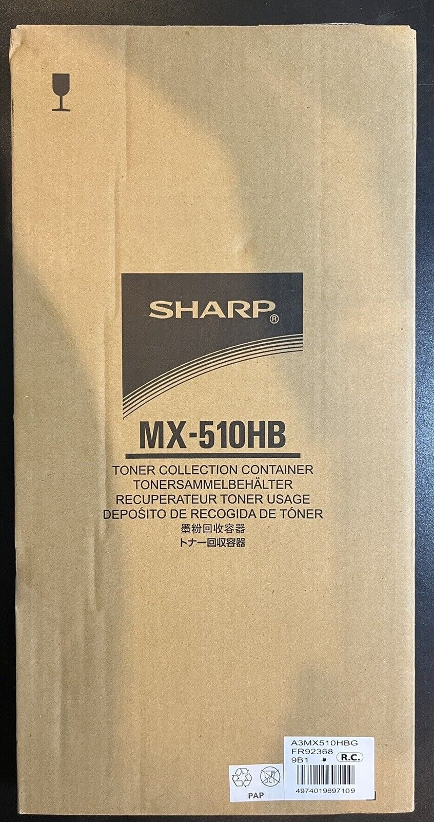 Genuine OEM Sharp MX-510HB  Waste Toner Collection Container BRAND NEW