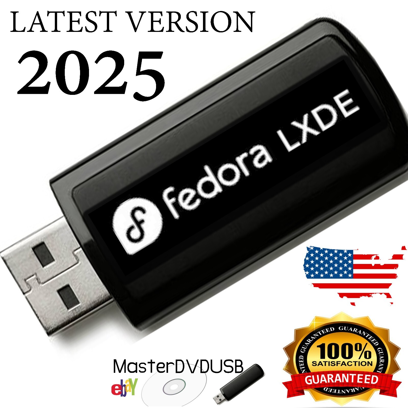Fedora LXDE Boot-able USB Flash Drive | High-Quality Metal | Same-Day Shipping