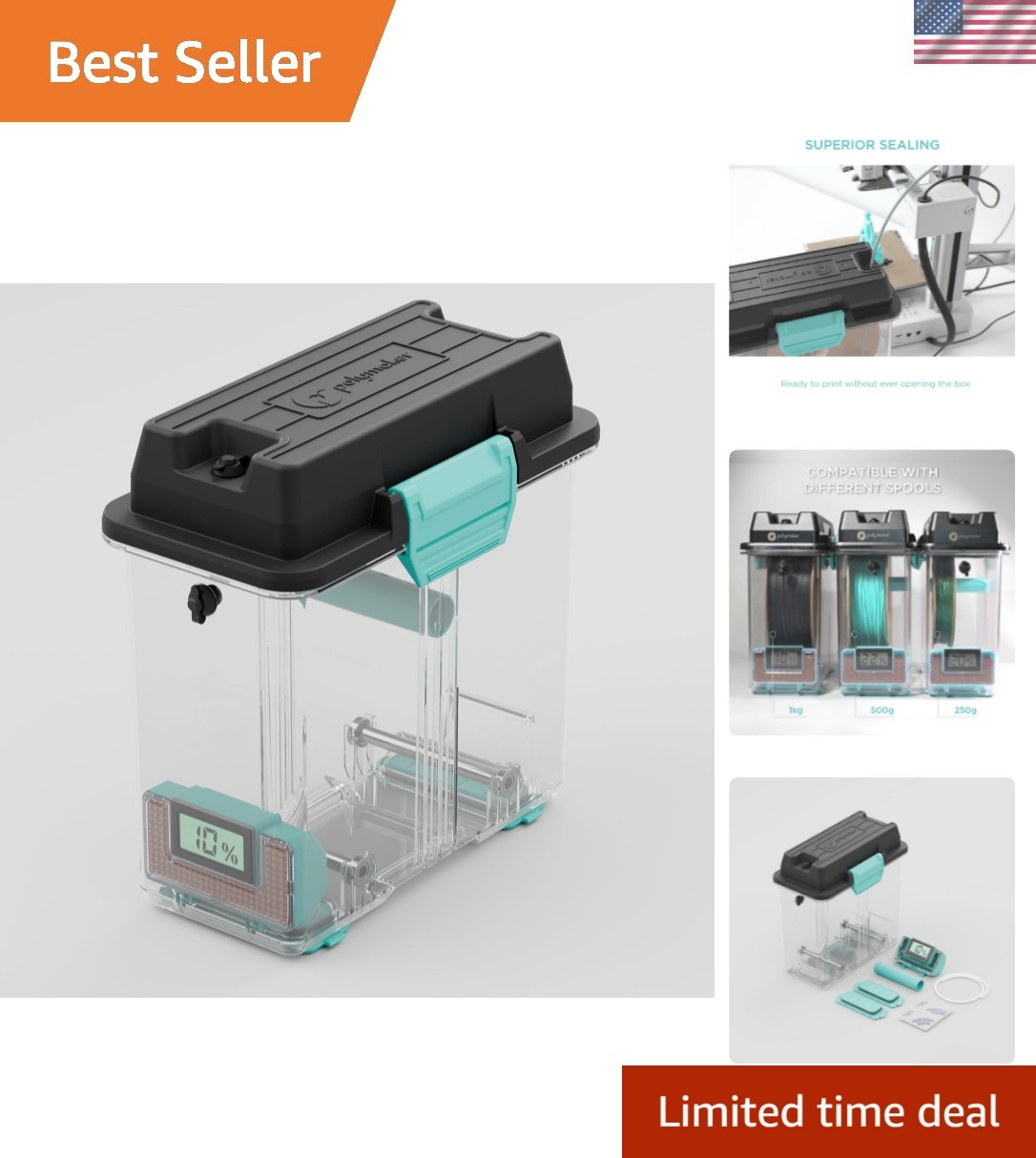 Versatile 3D Printer Filament Storage - PolyDryer Box for All Filament Types