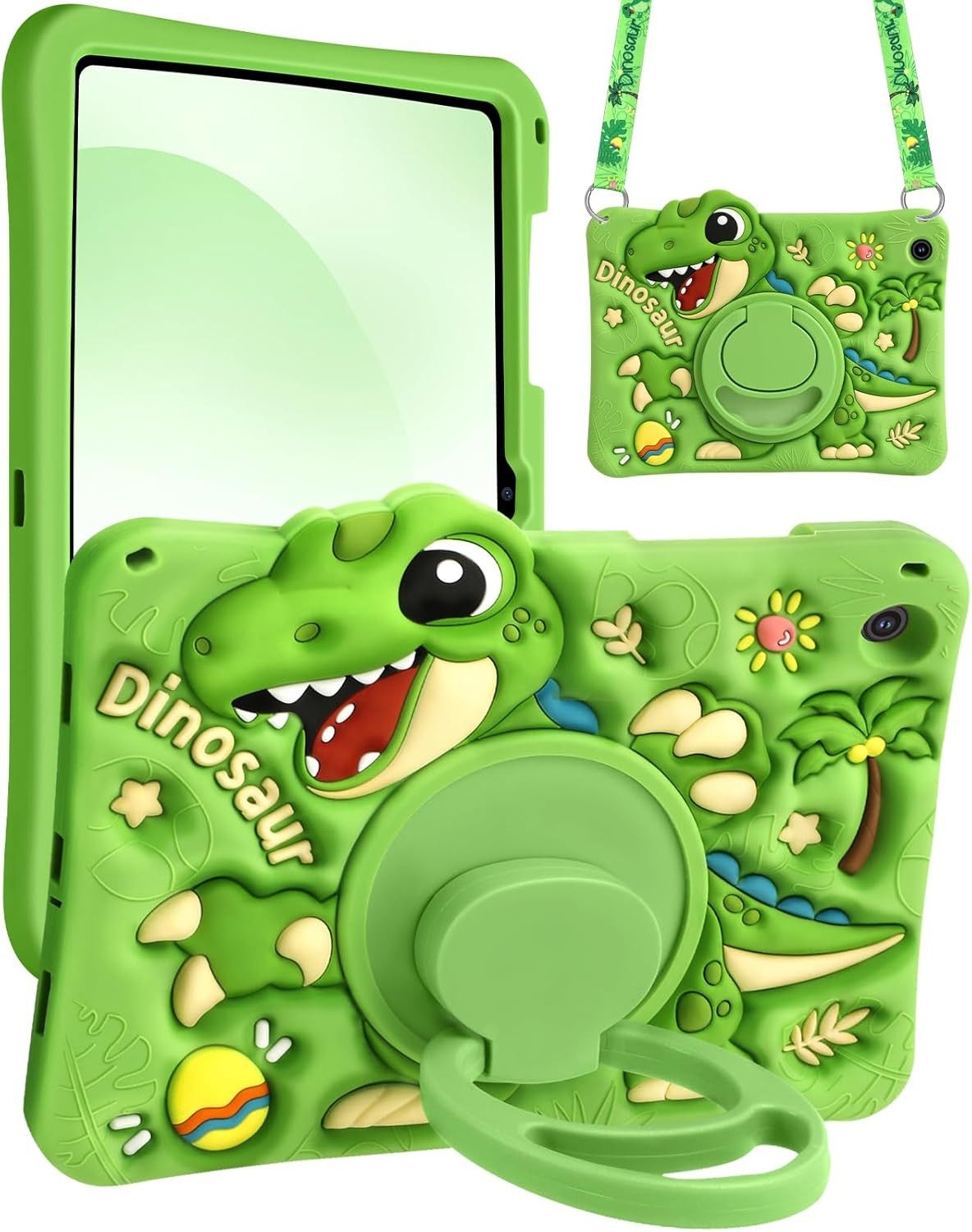 Boaretiu Tablet Case - Cute Cartoon Silicone Cover with Adjustable Shoulder Stra