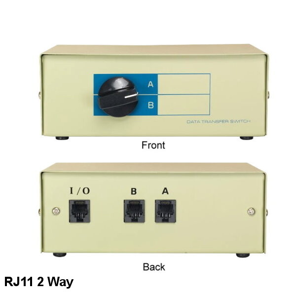 Kentek RJ11 2 Way Data Switch Box w/ Rotary Dail for Telephone Modem Fax 11Pin