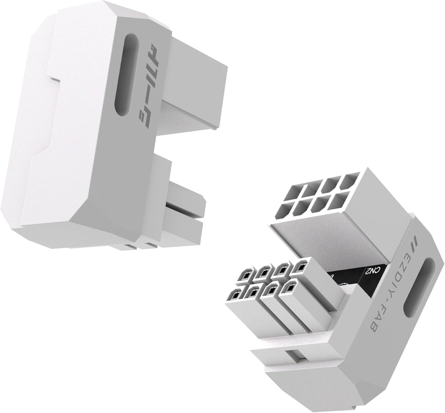 2 PCS 8Pin PCIe GPU Power Adapter 180Degree UTurn Angled Connector White