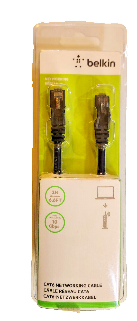 Belkin Cat.6 UTP Patch Network Cable A3L980BT02MBLKS NEW 6.6FT