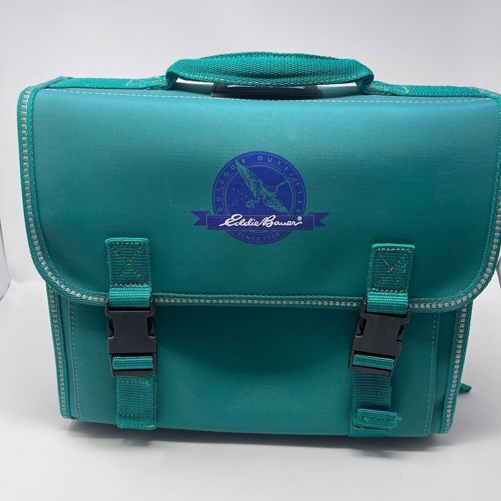 Vintage eddie bauer backpack laptop storage 90s Turquoise/Purple Reflective