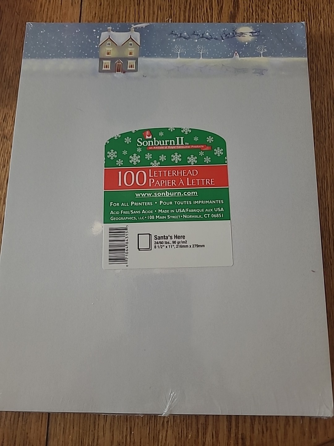 NEW Christmas Holiday Stationary Computer Paper 100 Sheets Sonburn II Santa Snow