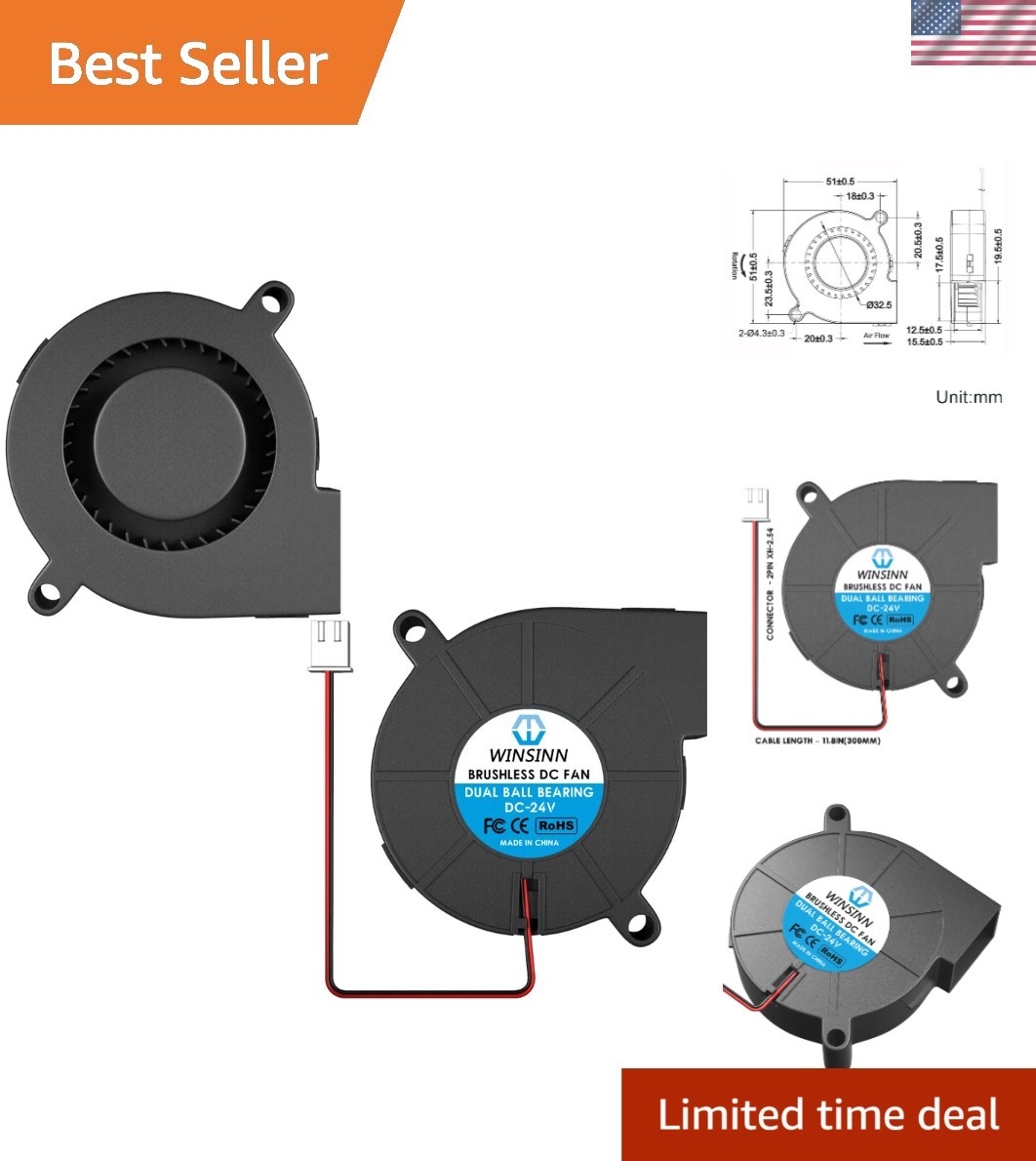 High-Performance 5015 Blower Fan 24V for Quiet Cooling - Dual Ball Bearing