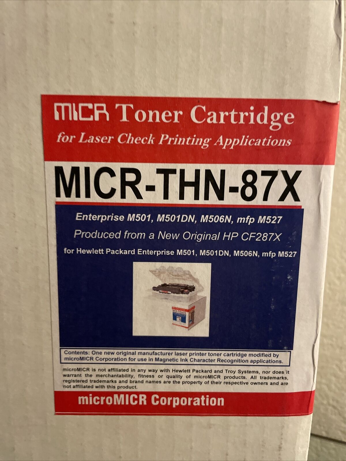 Micromicr Micr Toner Cartridge - Black - Laser - 18000 Page - 1 Each (thn87x)
