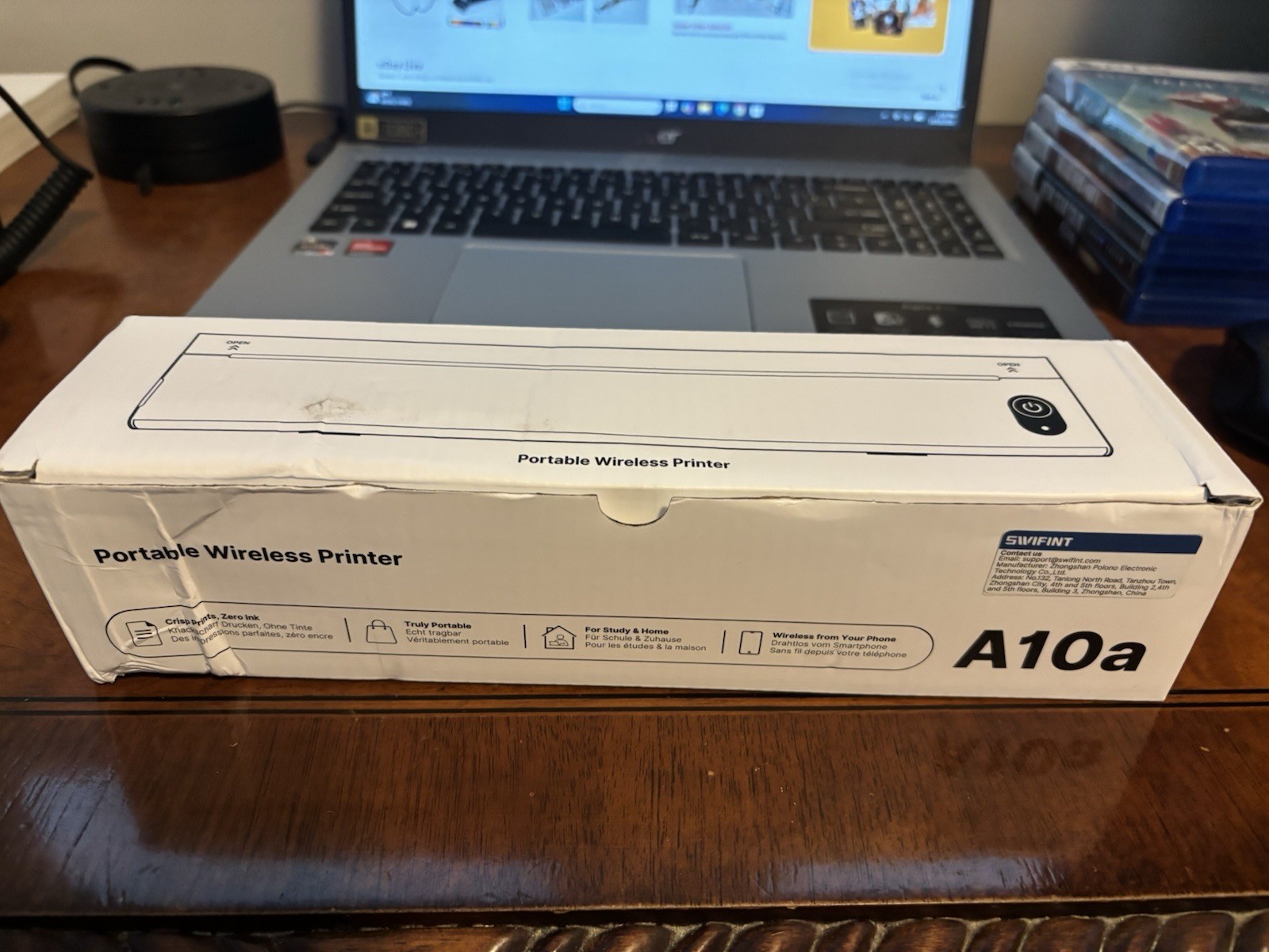 SWIFINT A10a Thermal Printer Wireless Inkless For 8.5'' X 11'' & A4 - Black