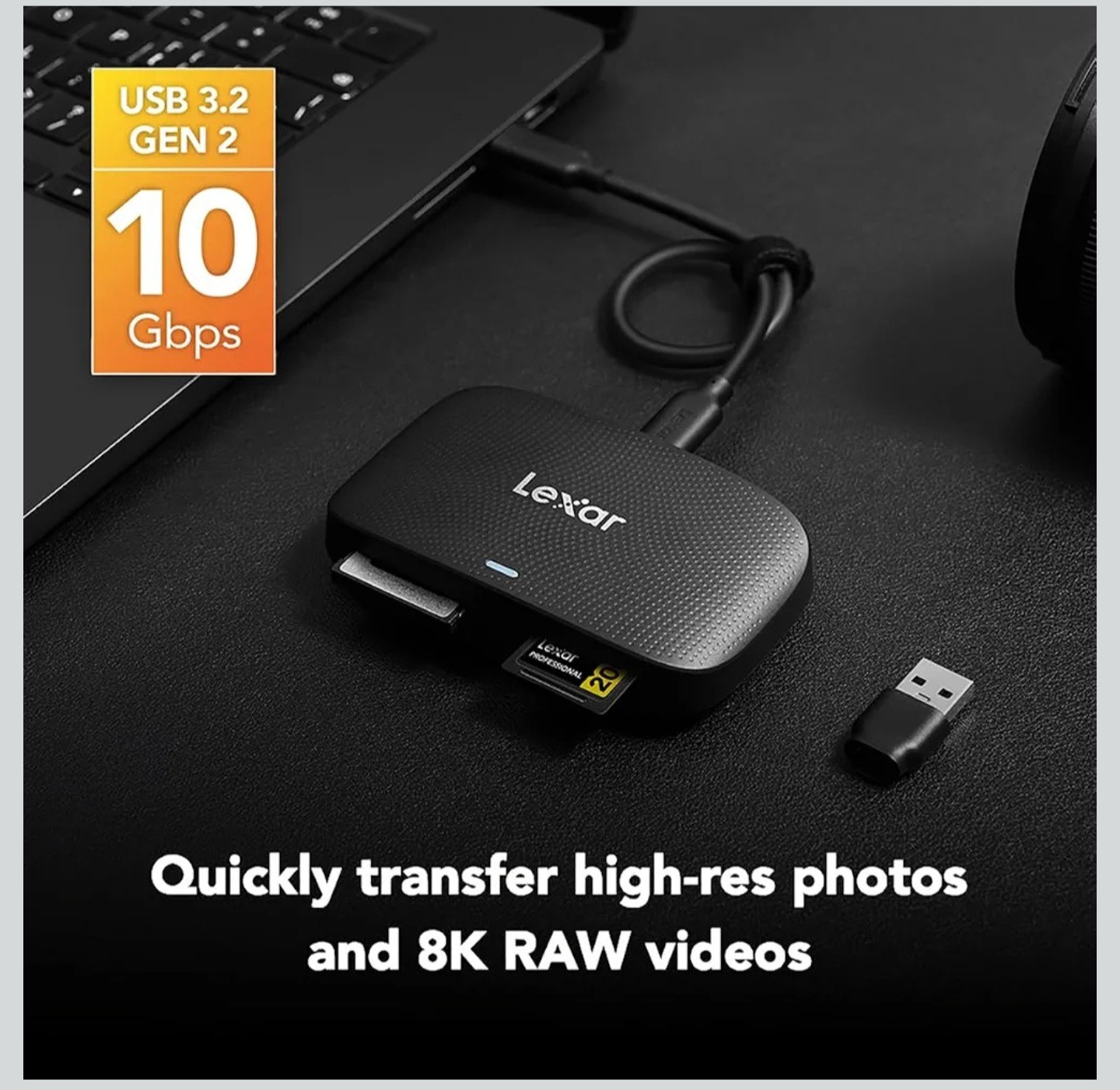 Lexar CFexpress Type B & SD Card Reader USB 3.2 Gen 2 10Gbps LRW520U