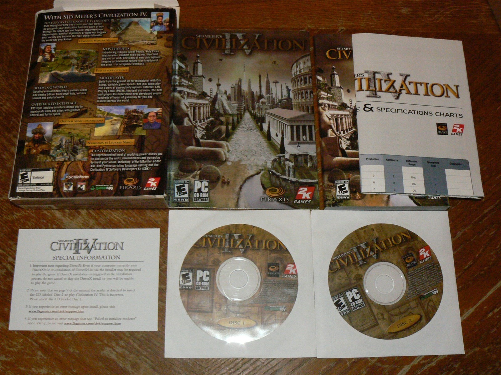 Sid Meier's Civilization IV PC CD-ROM 2-discs Firaxis 2K 2005 Windows 2000/XP