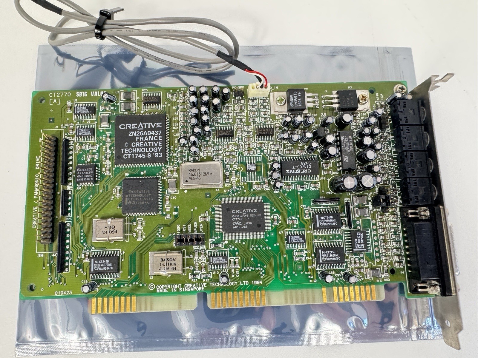 Creative Sound Blaster 16 Value CT2770 ISA Sound Card w/ PC Speaker Cable Works