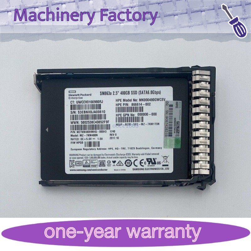 NEW HPE/Samsung 2.5" 480GB SATA 6G G10 Server SSD Replace P47810-B21 P48134-001