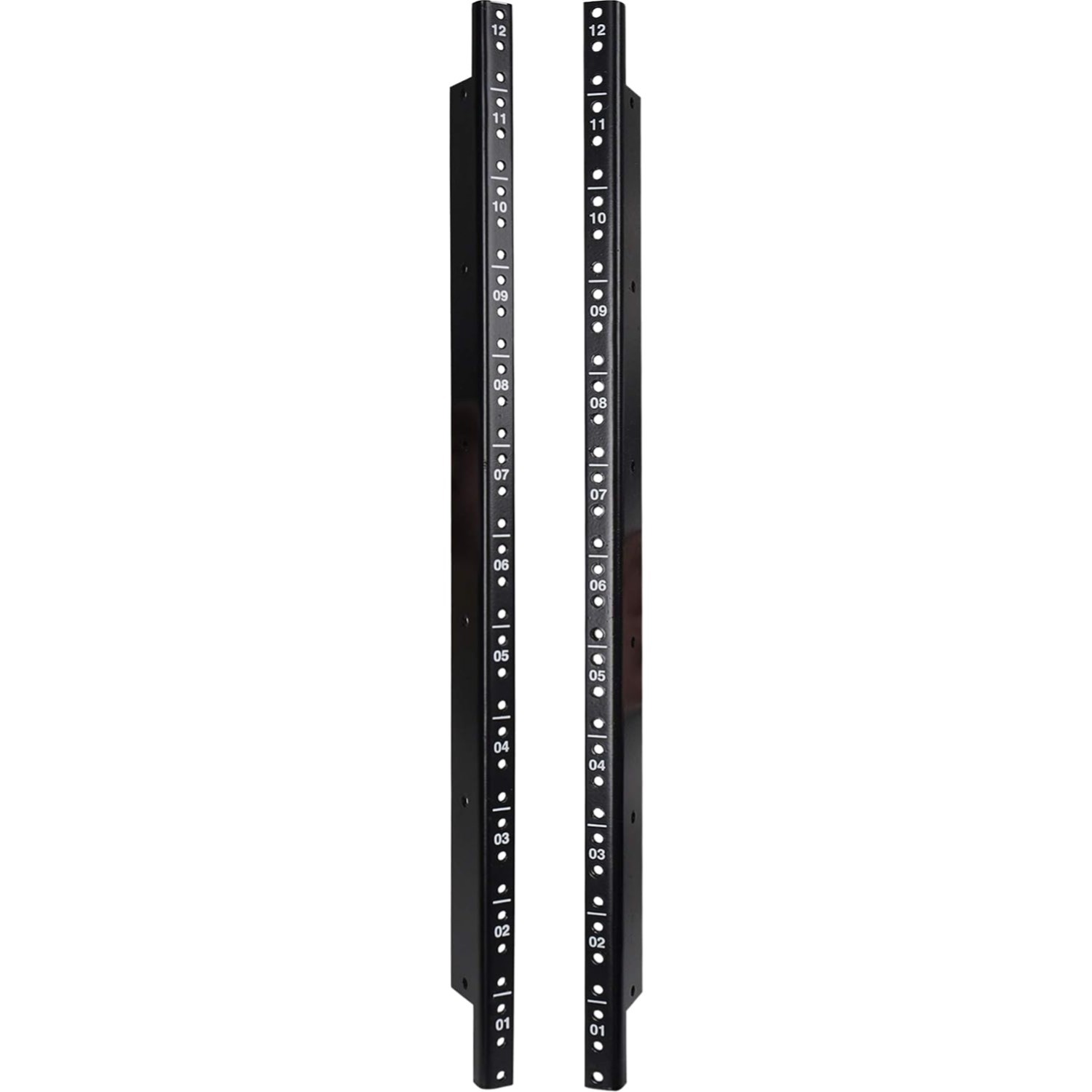 12U Rack Rails - 2-Pack Black Powder Coated Steel with Screws Included