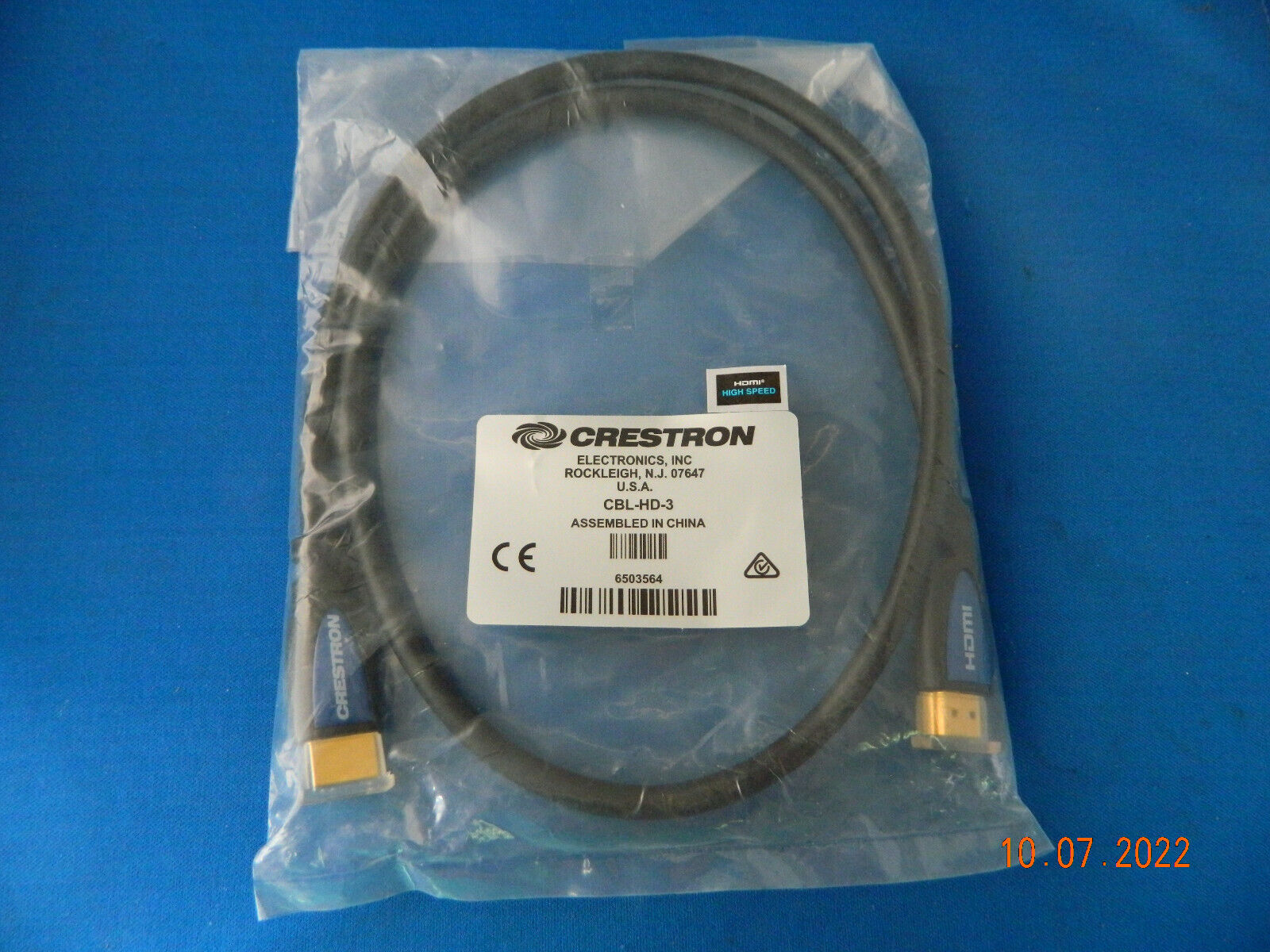 Crestron Certified CBL-HD-3 HDMI® Interface Cable,18 Gbps, 3 ft (1.8 m) 6503564