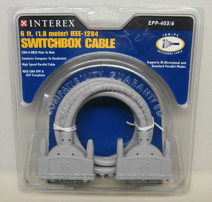 New Interex Switchbox Cable EEP-403/6 6 Ft (1.8 meter) IEEE-1284-A DB25 M to M