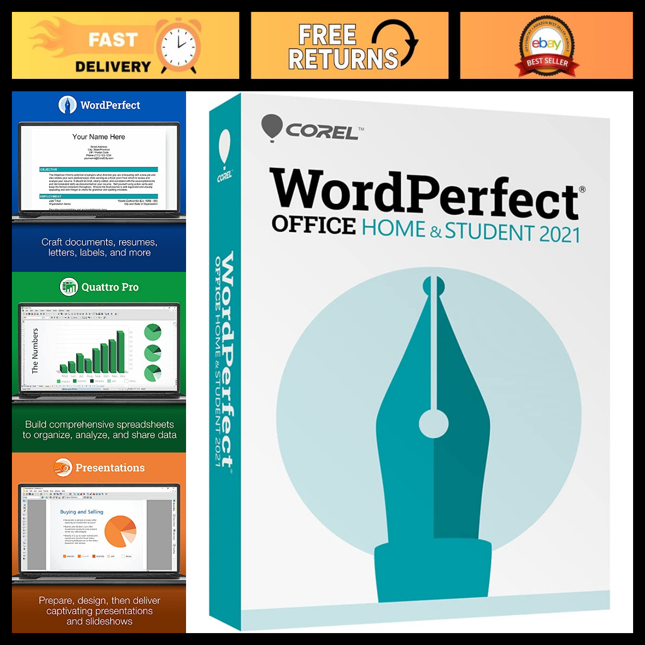 Office Suite 2021 for PC - Word Processor, Spreadsheets & Presentation Software