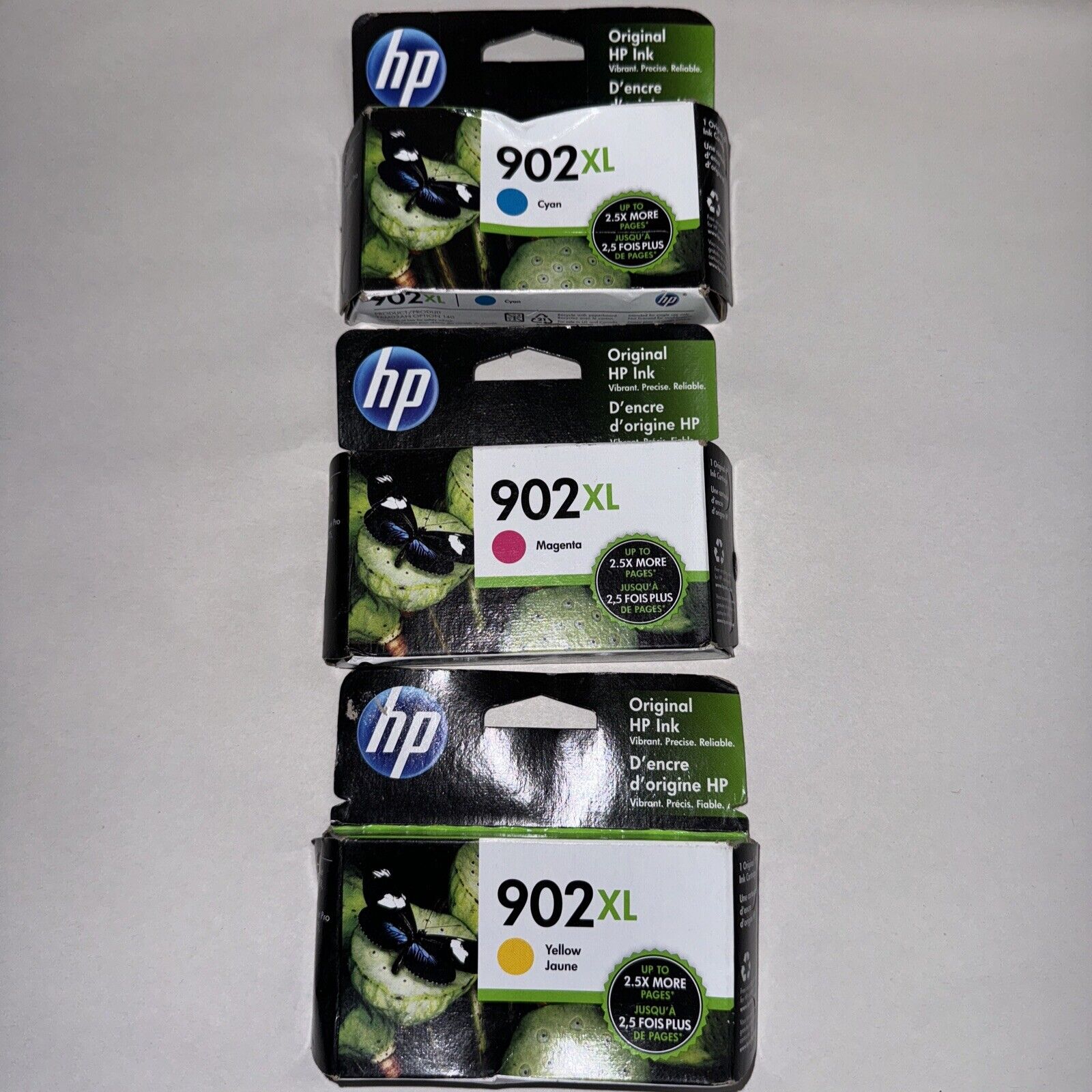 Genuine HP 902XL Color Ink Set Yellow Magenta Cyan Lot 3 Pack Exp: May 2023+
