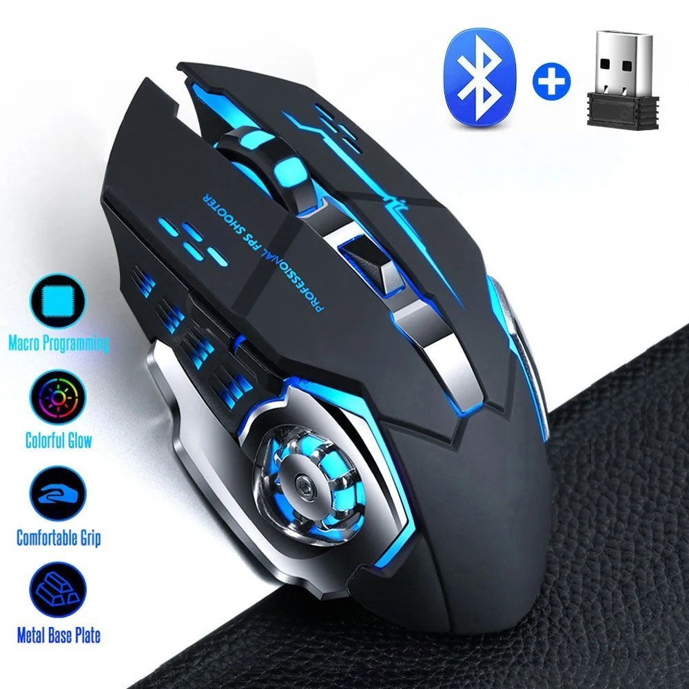 2.4G Bluetooth Wireless Mouse Ergonomic Silent Rechargeable LED Backlit USB Macs